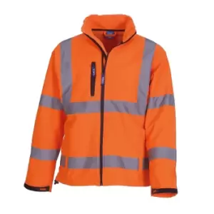 image of Yoko Mens Hi-Vis Sofshell Jacket (2XL) (Hi Vis Orange)