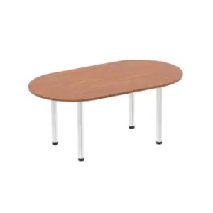 Image of Impulse 1800mm Boardroom Table Walnut Top Brushed Aluminium Post Leg