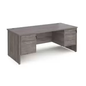 image of Maestro 25 straight desk 1800mm x 800mm with 2 and 3 drawer pedestals - grey oak top with panel end leg