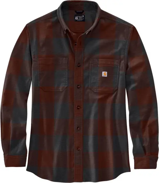 Image of Carhartt Midweight Flannel Plaid Shirt, red, Size M