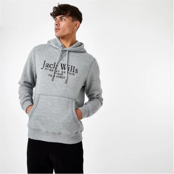 image of Jack Wills Batsford Graphic Logo Hoodie - Grey Marl