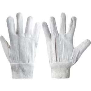 Image of White Knitted Wrists Cotton Drill Gloves 7OZ