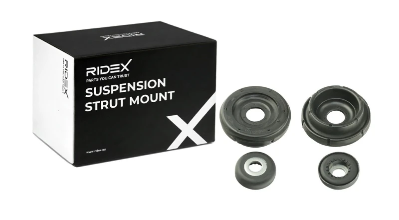 Image of RIDEX 1180S0527 Top strut mount Front axle both sides, with bearing(s) Suspension Strut Support Bearing (1180)
