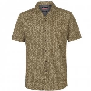 image of Pierre Cardin Reverse Geometric Print Short Sleeve Shirt Mens - Green