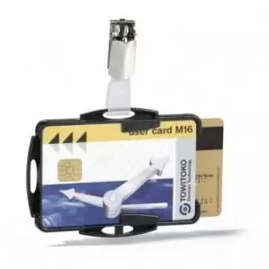 Image of Durable Dual Pass Holder with Clip Black Pack of 25