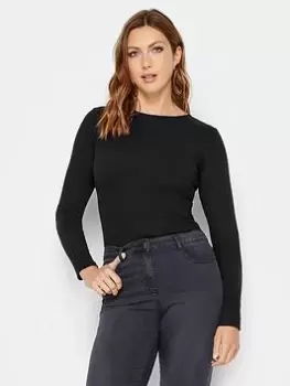 Image of Long Tall Sally Black Long Slv Rib Bodysuit, Black, Size 22-24, Women