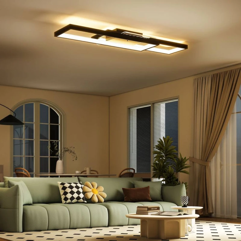 Image of HOMCOM LED Ceiling Light, Dimmable Ceiling Light with Remote Control, Black Size: Large Black Unisex Large