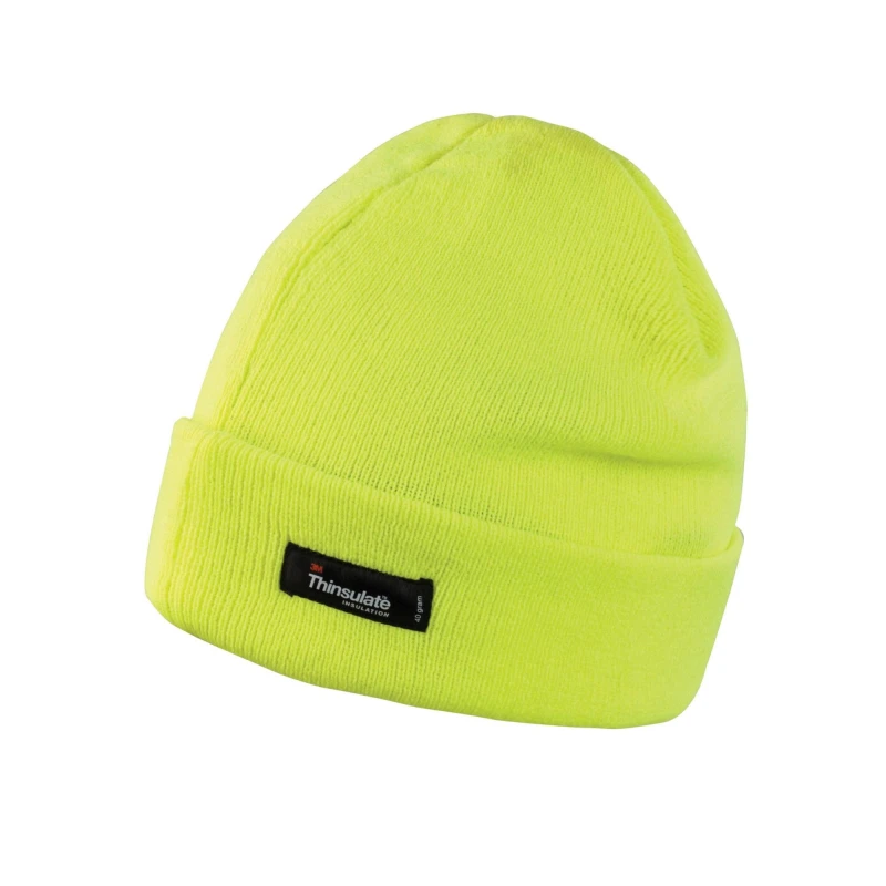 Image of Result Result Men Ribbed Thinsulate Lightweight Beanie in Yellow Yellow One Size Male 5063470678273