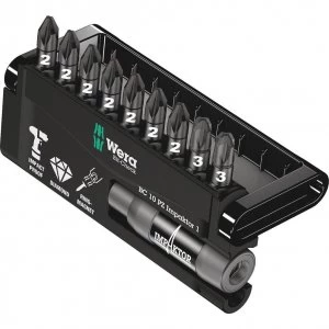 Image of Wera 9 Piece Impaktor Diamond Pozi Screwdriver Bit Set