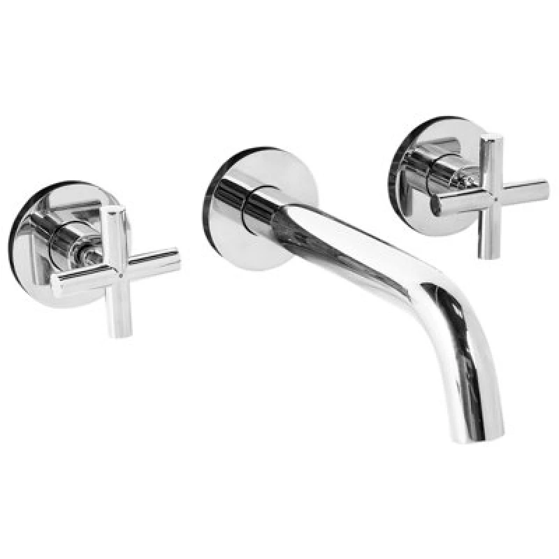 Image of Beliani Wall Mounted Basin Mixer Tap Kaieteur Brass Silver
