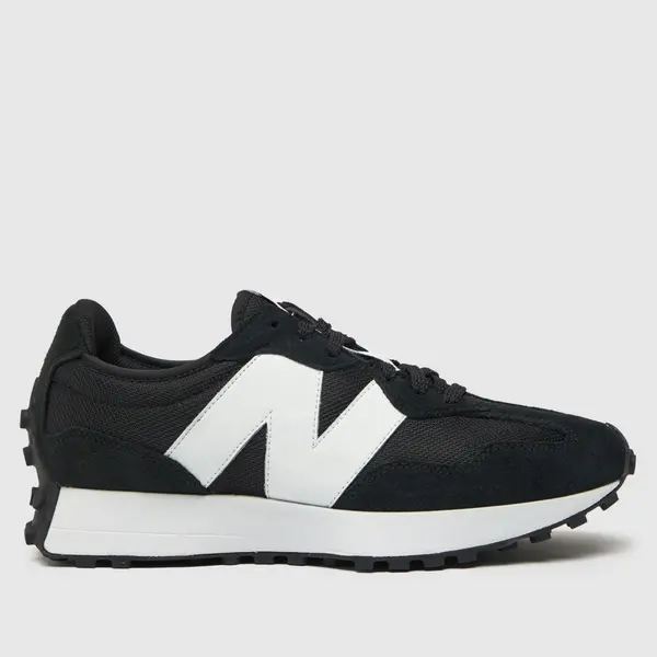 Image of New Balance Black With White 327 Trainers Black Male 11 199471UK