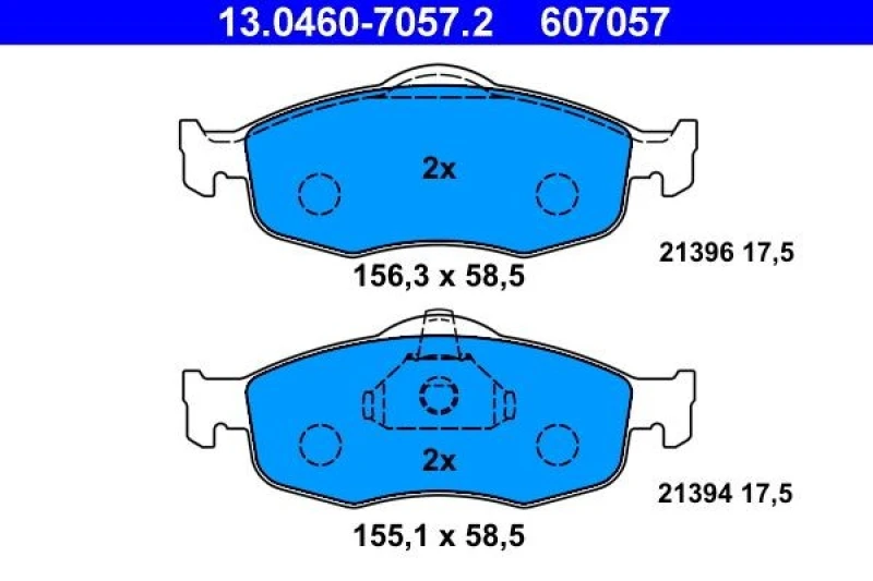 Image of ATE 13.0460-7057.2 Brake pad set excl. wear warning contact Brake Pad Set,disc brake (402)