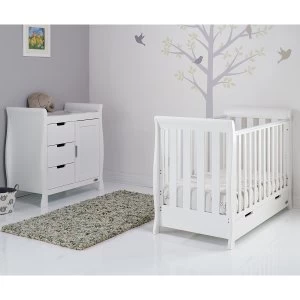 image of Obaby Stamford Mini Sleigh 2 Piece Room Set - White