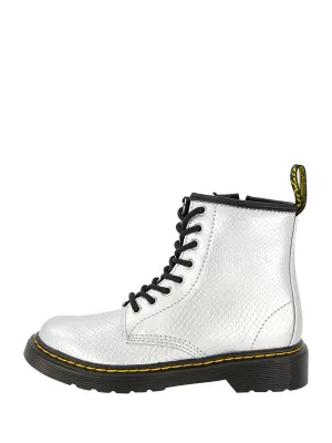 Image of Dr Martens Girls 1460 8 Lace Boots - Silver Metallic