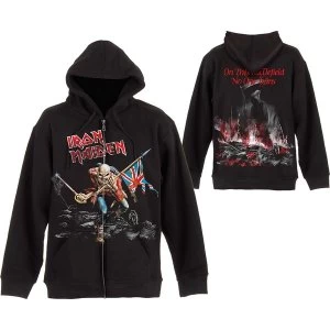 image of Iron Maiden - Scuffed Trooper Unisex Large Zipped Hoodie - Black