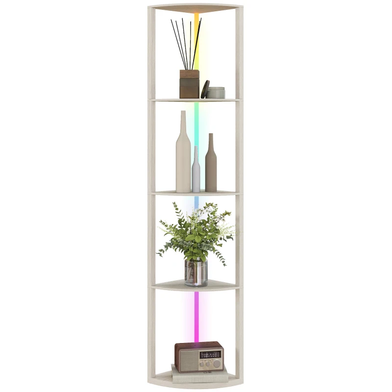 Image of HOMCOM HOMCOM Modern Floor Lamp with 5-Tier Shelves and RGB Light for Bedroom Office in Black One Size Unisex 5063603724297