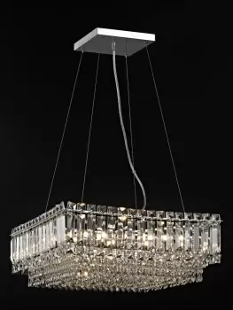 image of Alvery 9 Light Polished Chrome Ceiling Fitting Square Clear Crystal