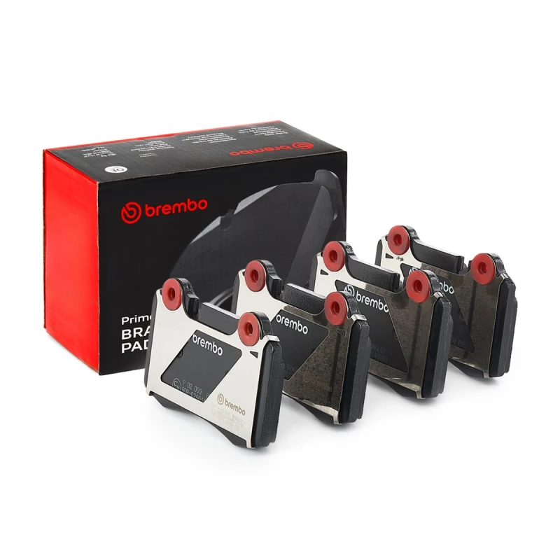 Image of BREMBO P 02 003 Brake pad set prepared for wear warning indicator, without accessories, PRIME LINE - Ring, with anti-squeak plate Brake Pad Set,disc