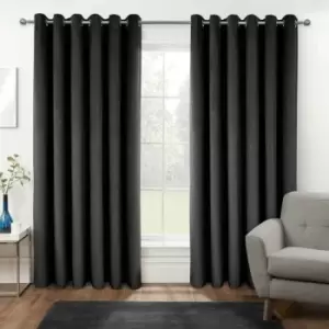 Image of Thermal 100% Blackout Grey Velvet Curtains, 117 x 137cm (46 x 54) - Grey - Homescapes