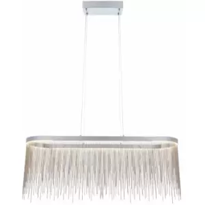 image of Oval Ceiling Pendant Light Fitting - Chrome Plate & Silver Waterfall Chains