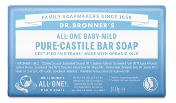 Image of Dr. Bronner's Baby-Mild (bekvapis) ekologiskas kietas muilas
