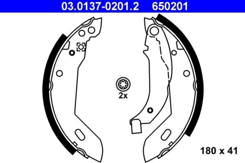 Image of ATE 03.0137-0201.2 Brake Shoes with lever Brake Shoe Set (70)
