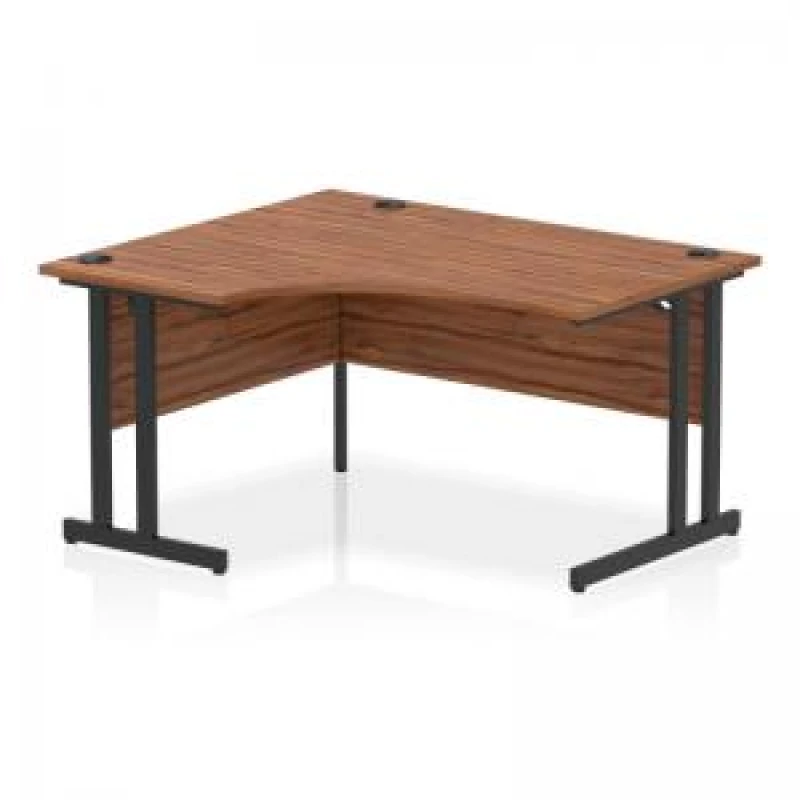 Image of Impulse Impulse 1400mm Left Crescent Office Desk Walnut Top Black Cantilever Leg ICDLC14BWNT