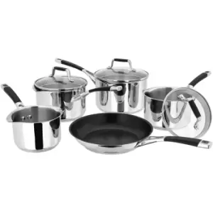 image of Stellar Stainless Steel Induction Draining Saucepan Set - 5 Piece