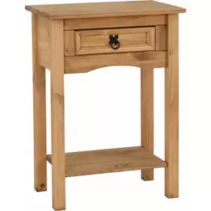 image of Corona 1 Drawer Console Table in Distressed Waxed Pine