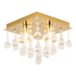 image of Spa Orlando 4 Light Ceiling Light Crystal Glass and Satin Brass