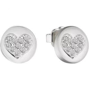 Image of Ladies Guess Heart Devotion Silver Earrings