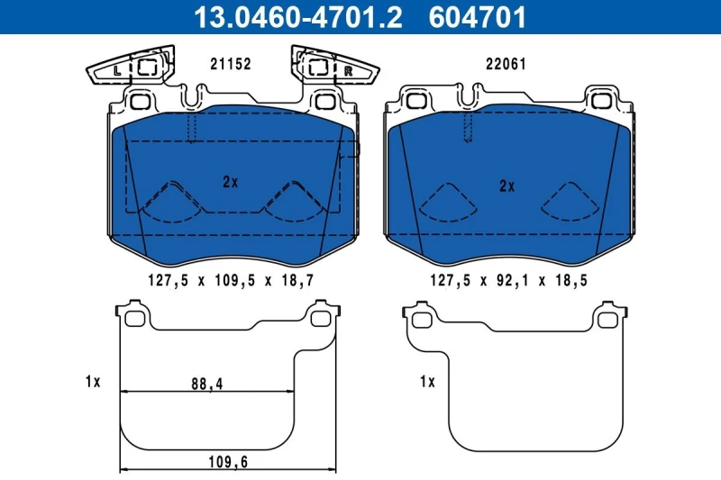 Image of Brake pad set ATE 13.0460-4701.2