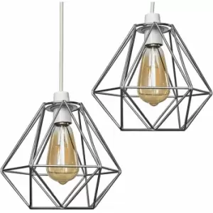 image of Minisun - 2 x Chrome Ceiling Pendant Light Shades