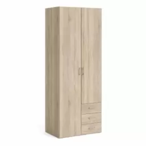 image of Space Wardrobe 2 Doors 3 Drawers In Oak Effect 2000