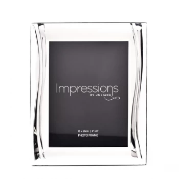 Image of Satin Silver-Plated Photo Frame - Shiny Wavy Design 6" x 8"