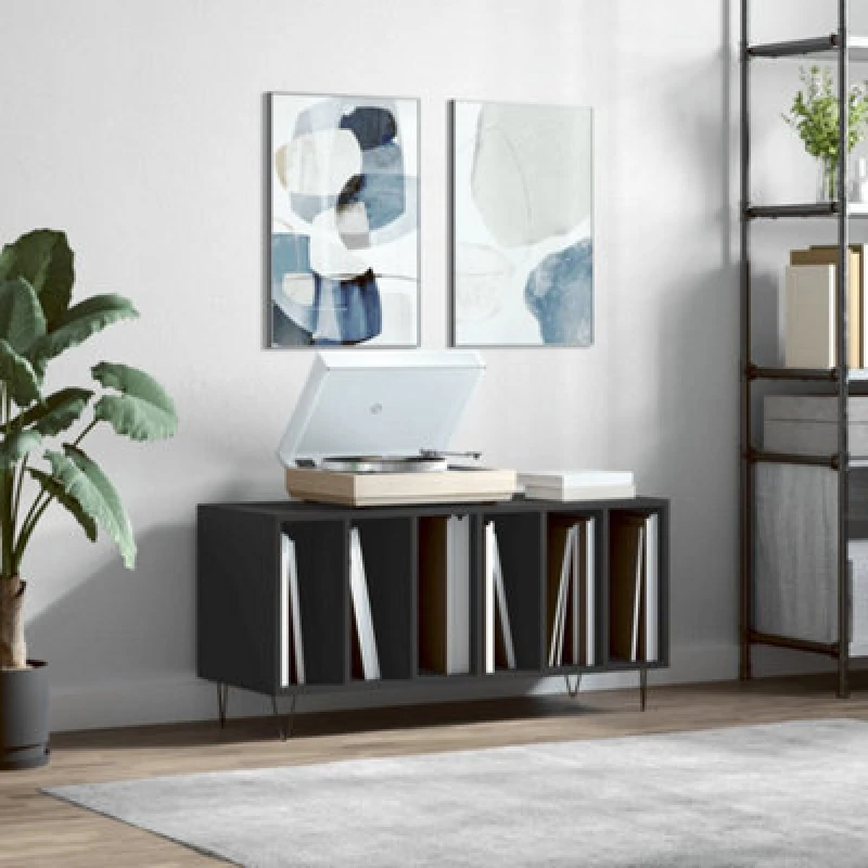 Image of VIDAXL Record Cabinet Black 100x38x48cm Engineered Wood Vidaxl 8720845877606