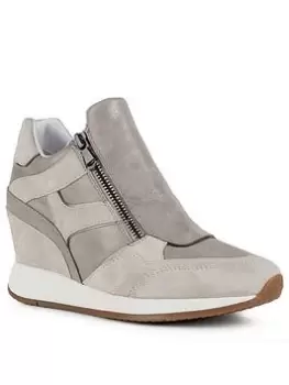 Image of Geox Nydame Wedge Heeled Trainers, Taupe, Size 7, Women