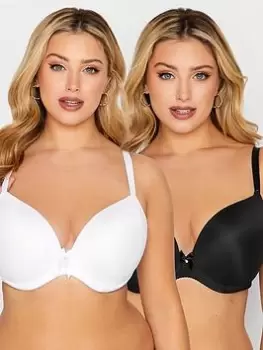 Image of Yours 2 Pack Plunge Microfibre Bra - Black/White, Size 40Dd, Women