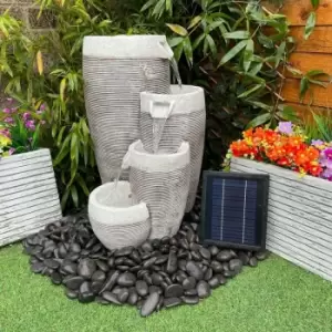 Tranquility Water Features - 4 Circular Pouring Pots Solar Powered Water Feature