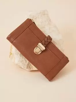 Image of Accessorize Plait Push-lock Purse, Brown, Women