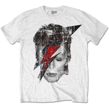 image of David Bowie - Halftone Flash Face Unisex Medium T-Shirt - White