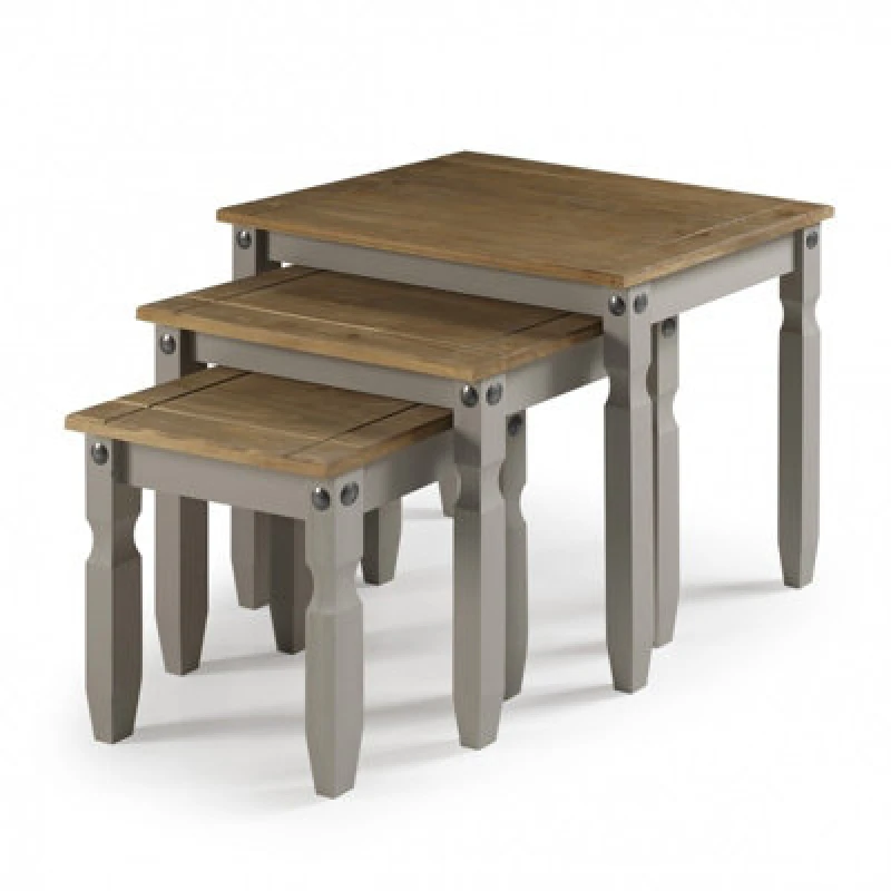 Image of MERCERS FURNITURE Corona Grey Wax Nest of Tables 5060335869081