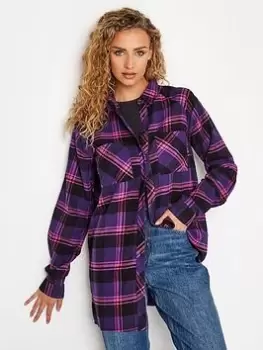 Long Tall Sally Purple Check Raglan Shirt, Purple, Size 20, Women