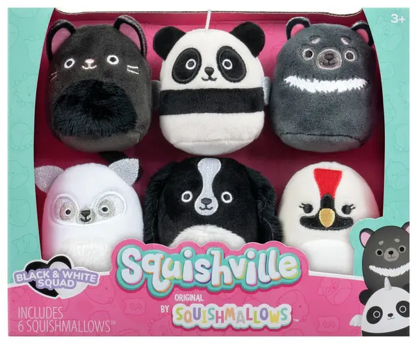 Image of Squishville 6 Pack Black and White Squad