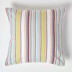Image of Homescapes - Cotton Osaka Green Stripe Cushion Cover, 60 x 60cm - Green