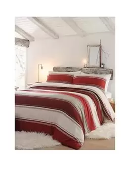 image of Fusion Betley Brushed Cotton Duvet Cover Set Red - Ks