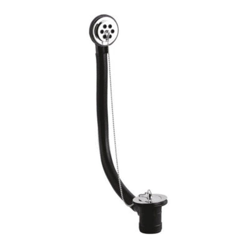 Image of Balterley Bath Waste with Overflow Poly Plug Ball Chain Baths upto 5mm Thick Silver unisex