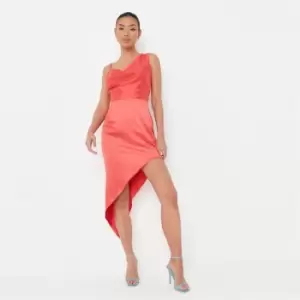 image of Missguided Drape Front Asym Midaxi Dress - Red