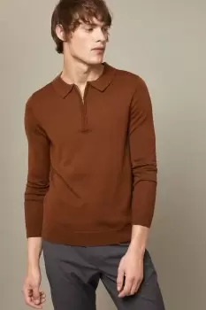 Image of Mens 1904 Merino Blend Zip Polo Shirt