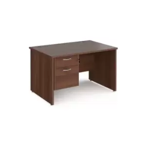 Image of Office Desk Rectangular Desk 1200mm With Pedestal Walnut Top And Panel End Leg 800mm Depth Maestro 25 MP12P2W